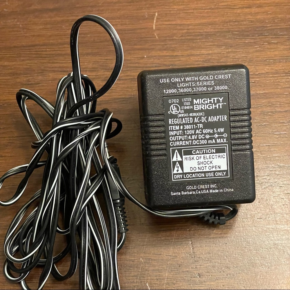 MIGHTY BRIGHT AC-DC ADAPTER 30811-TR Use only with Gold Crest Lights Series